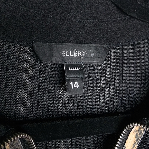 ELLERY Calabasas Zip Up Panel Long Sleeve Black Dress Size 14 - Picture 3 of 13